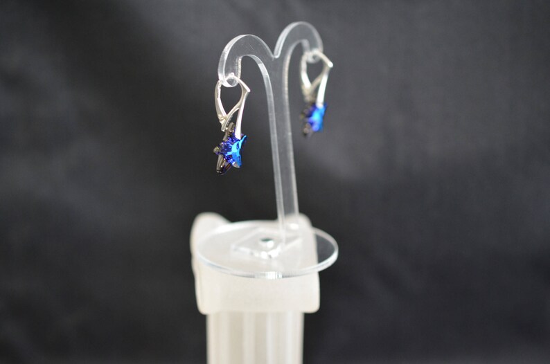 Crystal earrings, chic, luxury jewelry, silver 925, starfish, crystal bermuda blue image 7