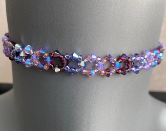 Genuine crystal, genuine crystal choker, chic, luxury jewelry, women, fashion, purple gradient
