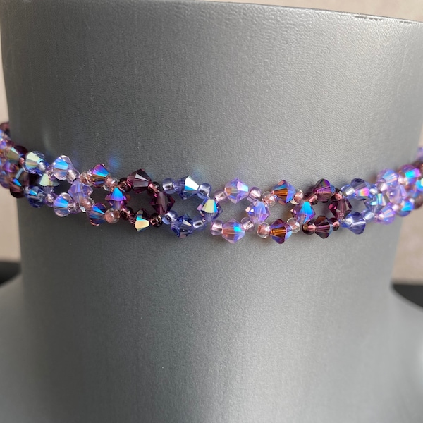 Genuine crystal, genuine crystal choker, chic, luxury jewelry, women, fashion, purple gradient