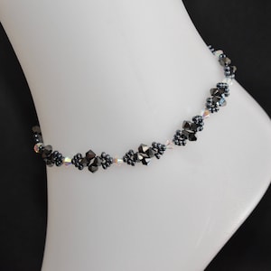 Crystal, Crystal ankle bracelet, chic, body jewelry, hematite 2x, crystal ab2x, luxury, fashion