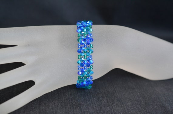 ブレスレット Blue Floral Stone Cuff Bracelet Blue Quartz Silver Floral Bangle Cuff Bracelet, 925 Sterling