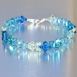 Crystal bracelet, woman jewel, blue quartet, luxury accessory
