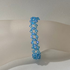 Echtes Kristallarmband, reiner Kristall, Damen, Mode, Regenbogen, Luxus, Aquamarin ab2x