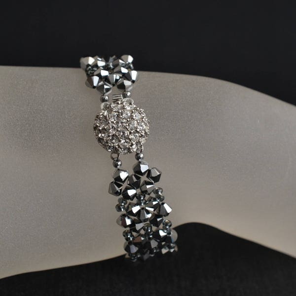 Bracelet cristal, manchette, light chrome 2x, fermoir strass