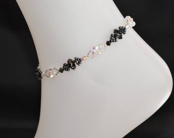 Crystal, Crystal ankle bracelet, chic, body jewelry, crystal ab2x, hematite 2x, luxury, fashion