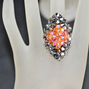 Kristallring, Kristall, Damenschmuck, helles Chrom 2x, Sonne ab2x, Marquise-Stil, Luxusaccessoire