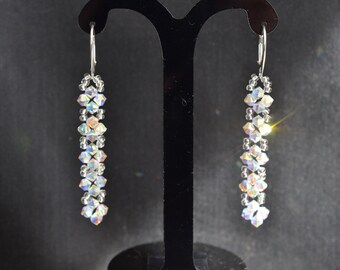 Crystal earrings, chic, luxury jewelry, silver 925, crystal ab2x
