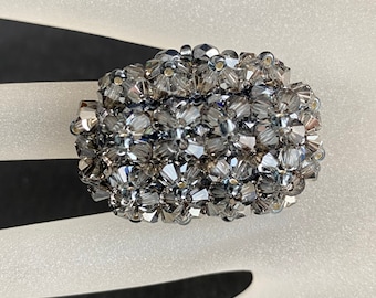 Crystal ring, crystal, women, crystal silver night, luxury, "Grandiosa