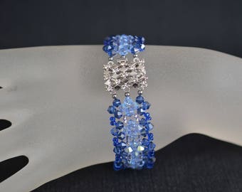 Cristal, Bracelet cristal, chic, sapphire satin, luxe, light sapphire ab, mode, fermoir strass