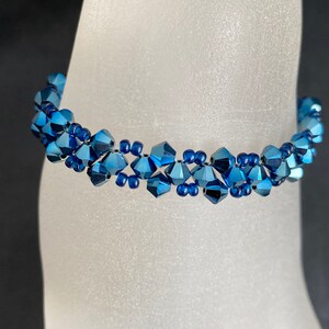 Kristall, Kristallarmband, metallic blau 2x