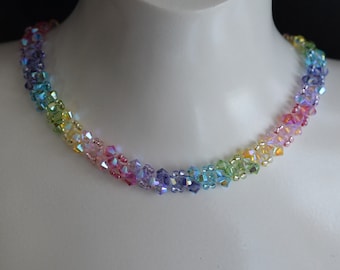 Genuine crystal necklace, chakra healing, rainbow, womanbow, woman, chakra