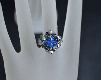 Crystal ring, crystal, light chrome 2x, sapphire ab2x, women jewelry, luxury accessory