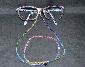 Swarovski crystal eyeglass cord Rainbow