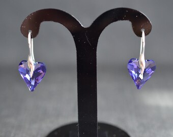 Crystal earrings, chic, luxury jewelry, silver 925, wild heart, fashion, tanzanite, woman