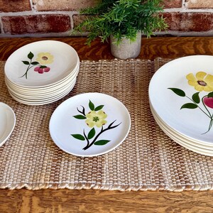 Vintage Blue Ridge Southern Potteries Dinnerware Set | Hand Painted Floral Plates & Bowl | Erwin Tennessee Pottery | 16 Pieces