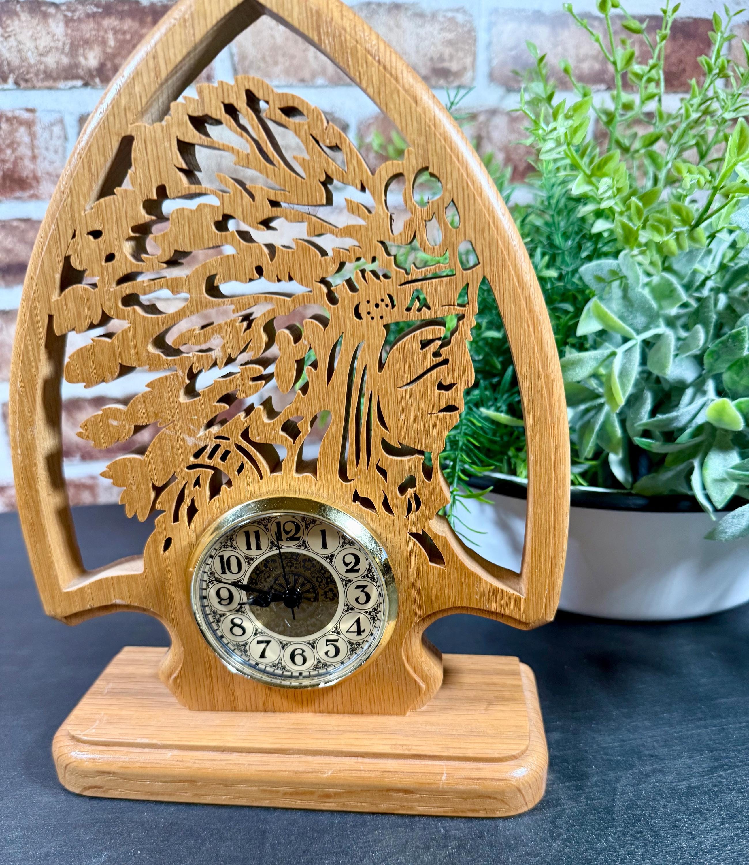 Handmade Arrowhead & Indian Chief Wood Mantel Clock, Ornate Native ...