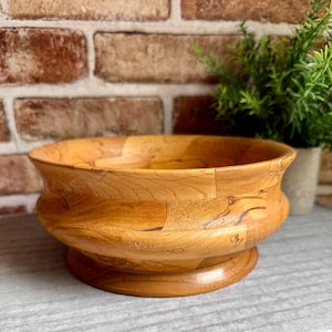Handcrafted Segmented Wooden Bowl with Footed Base | Artisan Wood Turned Centerpiece Bowl | Rustic Farmhouse Decor | Handmade Wood Bowl