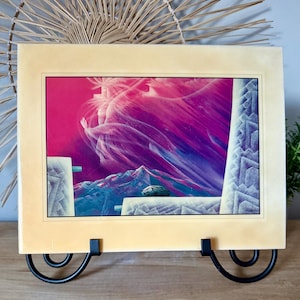 Silent Visitor” Decorative Crystal Tile by Bill Rabbit Signed Cherokee Art Native American Style Wall Decor Collectible