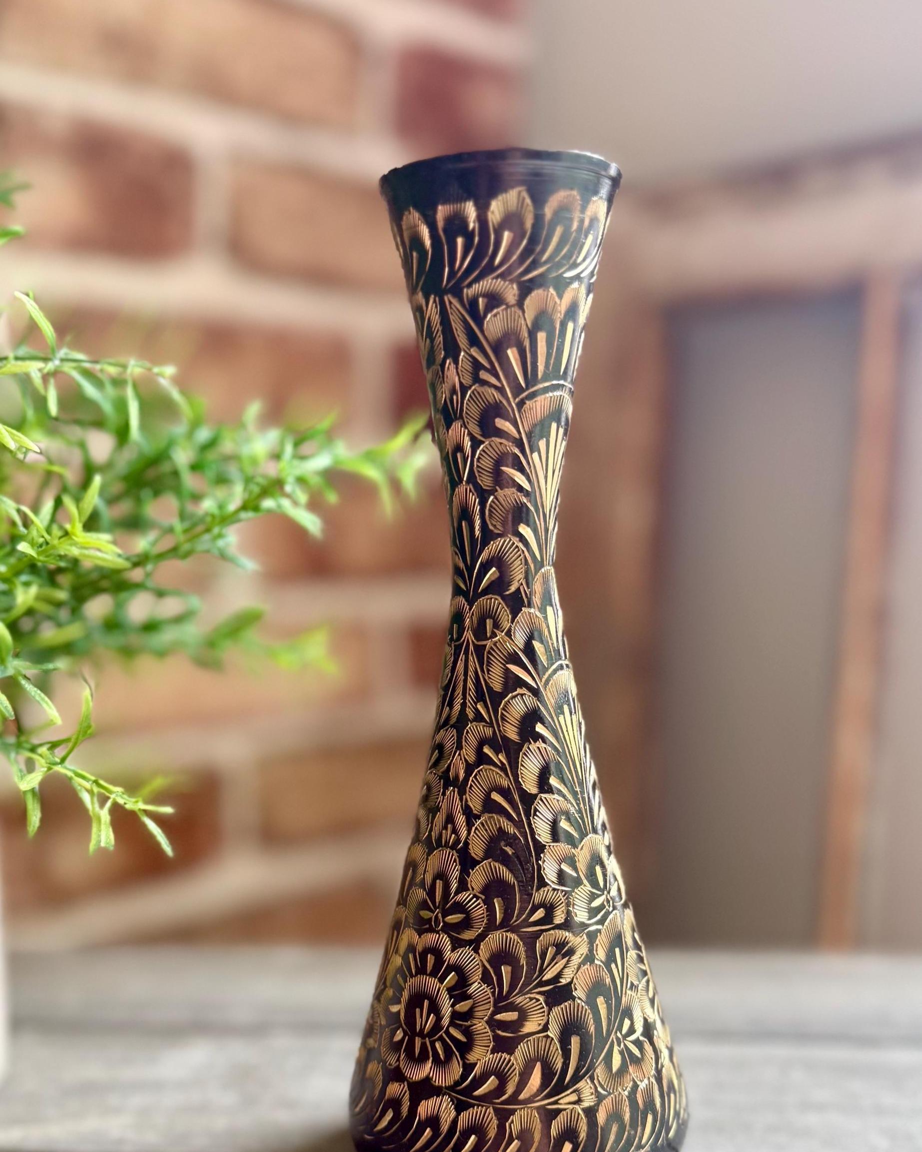 陶器製 花瓶 黒と金のグラデーション Gilded Black Vase - Etsy