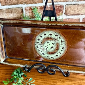 Vintage Rectangular Ceramic Serving Dish, Decorative Tray Platter, Retro Kitchen Serveware, Ceramic Display Tray, Vintage Tableware