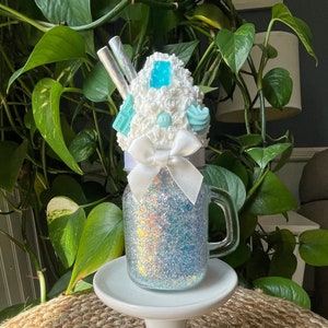Icy Blue Faux Ice Cream Sundae: Tiered Tray Decor