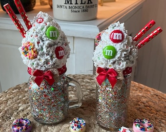 Faux Ice Cream Sundaes: Miniature Sweet Dessert Decor. Set of 2.