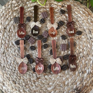 Hand-Painted Birch Wood Coffee Spoon Decor: Tiered Tray Accent