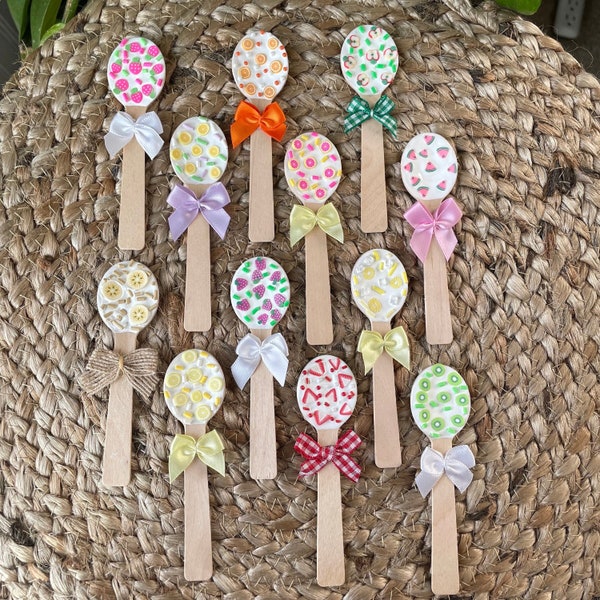 Whimsically Fruity, Rainbow of Colors, Faux Ice Cream Dessert Spoons. Sprinkles. Nice Addition To Sweet Themed Tiered Tray Decor.