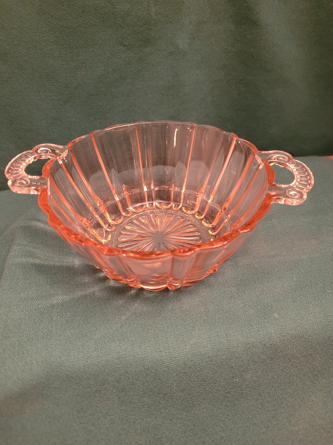 Pink Depression Glass 'oysters and Pearls' Two Handled Etsy