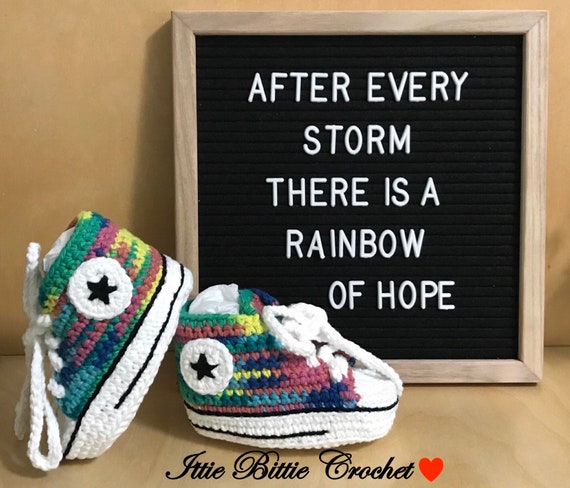 rainbow crochet converse