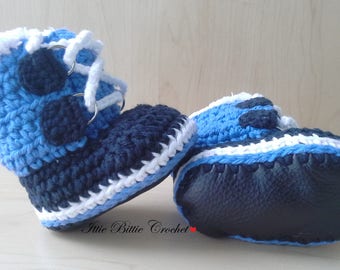 Crochet Baby's First Expedition - Winter Boots (Sorel Pacs Style), Leather sole boots, Photo Prop, baby and children sizes