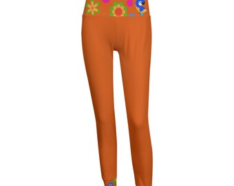 Lady's Flower Pop Orange Leggings