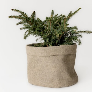 Custom Linen Plant Pot Cover by your size Natural non-dyed Linen fabric Rustic stylish home decor