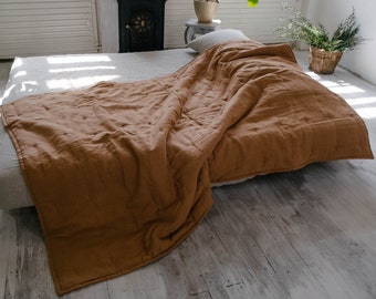 Suave manta de lino HEMP natural relleno de fibra de cáñamo orgánico en tela de lino natural Full Twin Queen tamaño personalizado acogedora manta acolchada orgánica