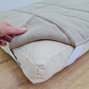 Organic Hemp Linen quilted Cover \ protector for Pet Mat Pad filled Hemp Fiber in non-dyed linen fabric