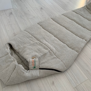 HANF Naturschlafsack mit Kapuze dicke Bio-Hanffaserfüllung innen aus ungefärbtem Leinenstoff handgemacht