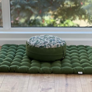 Set de méditation "fleur" Zafu & Zabuton avec écales de sarrasin Coussin de méditation Coussin yoga Coussin zen Espace méditation Yoga Tapis sarrasin