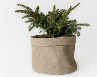 Custom Linen Plant Pot Cover by your size Natural non-dyed Linen fabric Rustic stylish home decor