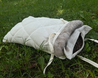 Oreiller unique en chanvre respirant et en sarrasin Tissu en chanvre non teint, oreiller biologique de haute qualité en écales de sarrasin, respectueux de l'environnement pour dormir