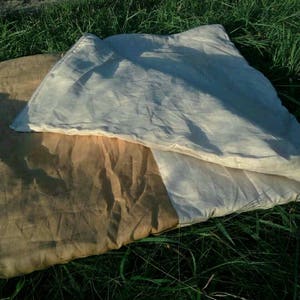 Easy Organic HEMP Sleeping bag in linen fabric organic hemp fiber filling linen fabric hand made image 6