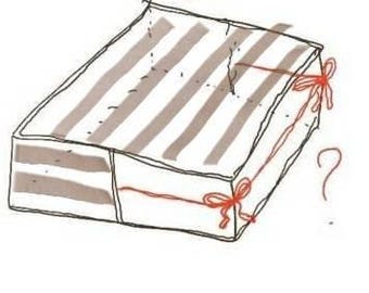 Special listing for A.: one 89 x 89 x 28 cm cover with cord on the edge made of natural linen fabric in stripes