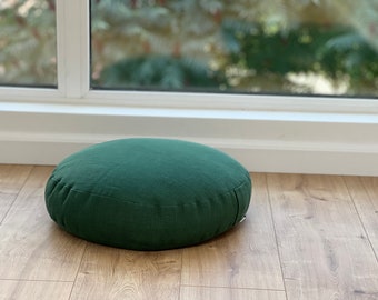 Zafu linnen vloerkussen met boekweitdoppen / yogavloerkussen Biologisch meditatiekussen met ritssluiting