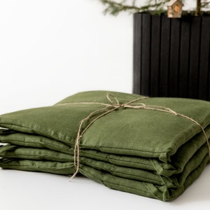 Set of 4 Natural Hemp Linen Seat Cushions for chair with Ties filled organic hemp fiber in natural Linen fabric Pillow Seat
