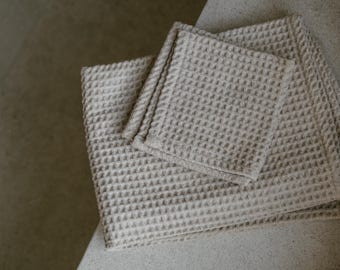 Natural Linen waffle Towel bath body hand towel home spa wellness eco gift