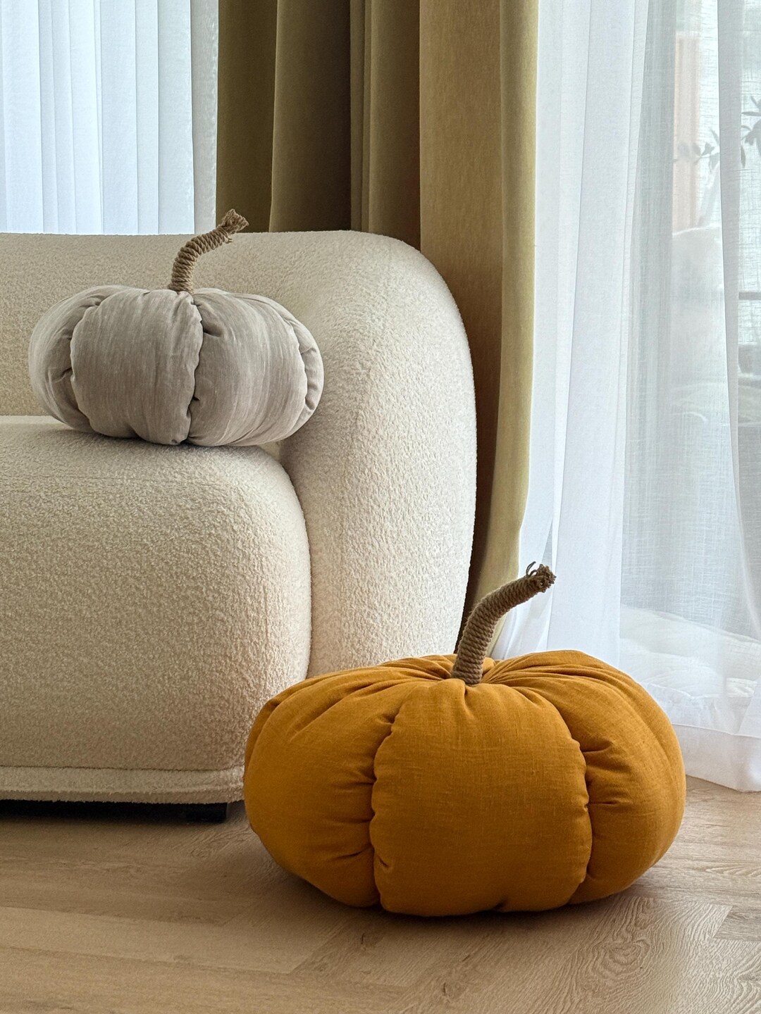 HEMP Linen Home Decor Filled Natural Hemp Fiber - Hemp Textile Pumpkins ...