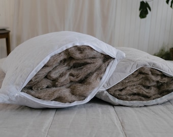 Almohada orgánica HEMP rellena de FIBRA DE HEMP en tela de lino con altura regulable/Almohada de cáñamo/ Almohada de cama hipoalergénica /Niño pequeño/Almohada ecológica