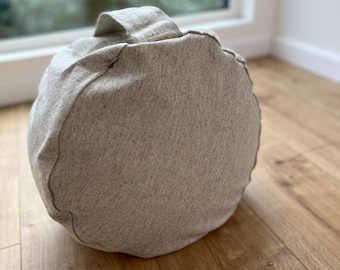 HEMP Zafu floor cushion with Buckwheat hulls with inner cover D14"x7.8" (35x20cm) /Organic Meditation cushion/ pillow seat/ Yoga