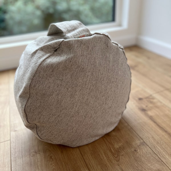 HEMP Zafu floor cushion with Buckwheat hulls with inner cover D14"x7.8" (35x20cm) /Organic Meditation cushion/ pillow seat/ Yoga