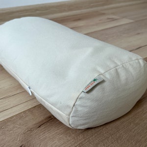 Coussin de yoga en écales de sarrasin bio garni de traversin en coton Coussin de méditation en coton naturel non teint