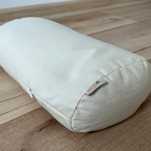 Coussin de yoga en écales de sarrasin bio garni de traversin en coton Coussin de méditation en coton naturel non teint